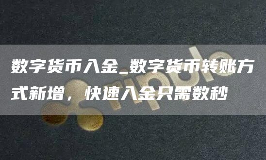 数字货币入金_数字货币转账方式新增,快速入金只需数秒